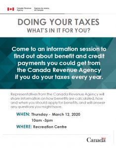 Taxes: Information Session @ Recreation Centre